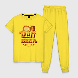Пижама хлопковая женская Duff beer brewing, цвет: желтый
