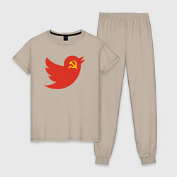 Пижама хлопковая женская Птичка СССР, цвет: миндальный