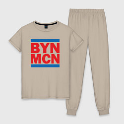 Пижама хлопковая женская Run Bayern Munchen, цвет: миндальный
