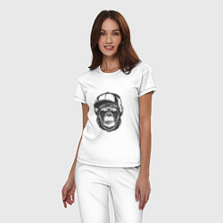 Пижама хлопковая женская Крутая обезьяна, цвет: белый — фото 2