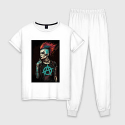 Пижама хлопковая женская Девушка анархистка, цвет: белый
