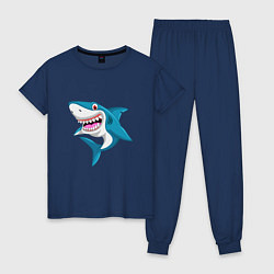 Пижама хлопковая женская Улыбка акулы, цвет: тёмно-синий