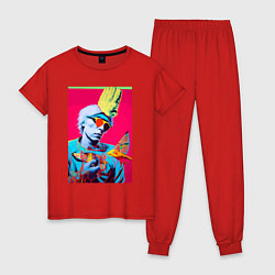 Пижама хлопковая женская Andy Warhol - self-portrait, цвет: красный