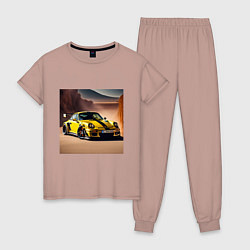 Пижама хлопковая женская Porsche 911, цвет: пыльно-розовый
