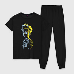 Пижама хлопковая женская Светящийся Барт Симпсон - фантазия, цвет: черный