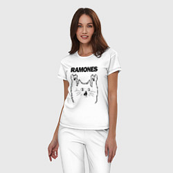 Пижама хлопковая женская Ramones - rock cat, цвет: белый — фото 2