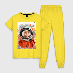 Пижама хлопковая женская Гагарин арт, цвет: желтый