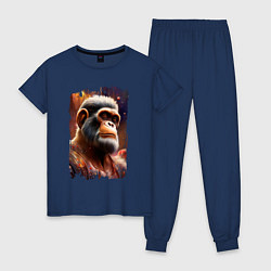 Пижама хлопковая женская Планета обезьян, цвет: тёмно-синий