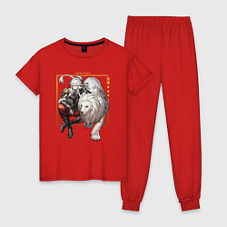 Пижама хлопковая женская Jing Honkai, цвет: красный