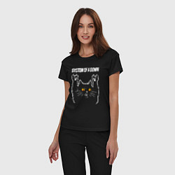 Пижама хлопковая женская System of a Down rock cat, цвет: черный — фото 2