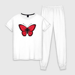 Пижама хлопковая женская Албания бабочка, цвет: белый