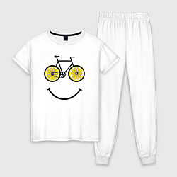 Пижама хлопковая женская Лимонное лето с велосипедом, цвет: белый