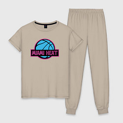 Пижама хлопковая женская Miami Heat team, цвет: миндальный