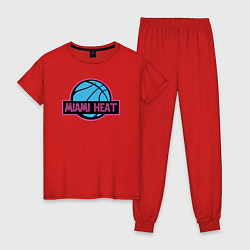 Пижама хлопковая женская Miami Heat team, цвет: красный