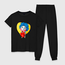 Пижама хлопковая женская Куколка с сердечком, цвет: черный