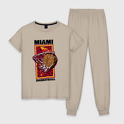 Пижама хлопковая женская Miami Heat shot, цвет: миндальный