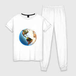 Пижама хлопковая женская Глобус мира, цвет: белый