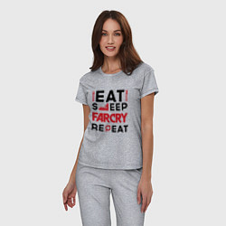 Пижама хлопковая женская Надпись: eat sleep Far Cry repeat, цвет: меланж — фото 2