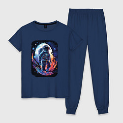 Пижама хлопковая женская Космический Исследователь, цвет: тёмно-синий