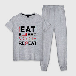Женская пижама Надпись: eat sleep Skyrim repeat