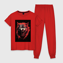 Пижама хлопковая женская Red wolf, цвет: красный