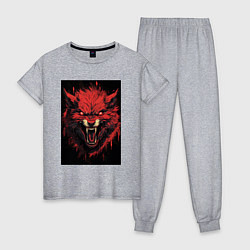Пижама хлопковая женская Красный волк, цвет: меланж