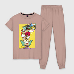 Пижама хлопковая женская Симпсоны - Красти, цвет: пыльно-розовый