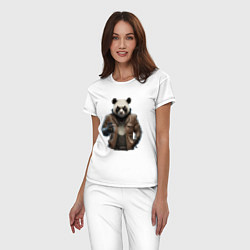 Пижама хлопковая женская Крутая панда, цвет: белый — фото 2