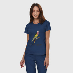 Пижама хлопковая женская Попугай на ветке, цвет: тёмно-синий — фото 2