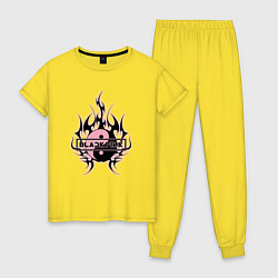 Пижама хлопковая женская Blackpink - logo in yang, цвет: желтый