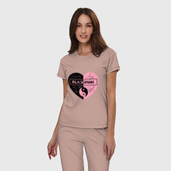 Пижама хлопковая женская Blackpink сердце, цвет: пыльно-розовый — фото 2