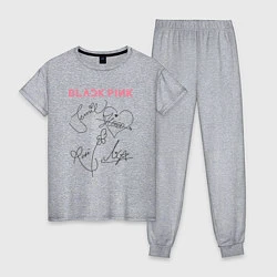 Пижама хлопковая женская Blackpink автограф, цвет: меланж