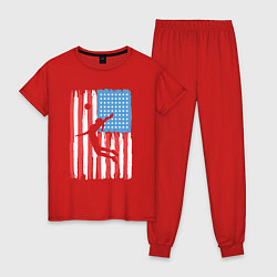Пижама хлопковая женская USA girl volleyball, цвет: красный