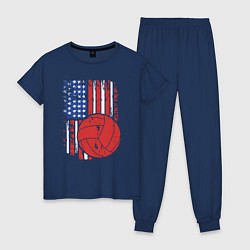 Пижама хлопковая женская Volleyball USA, цвет: тёмно-синий