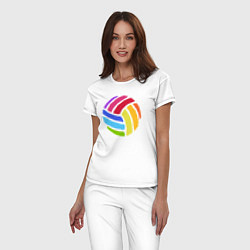Пижама хлопковая женская Rainbow volleyball, цвет: белый — фото 2