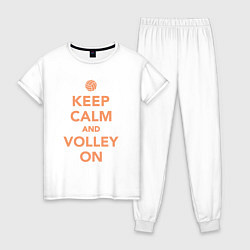 Пижама хлопковая женская Keep calm and volley on, цвет: белый