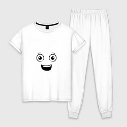 Пижама хлопковая женская Самый позитивный смайл экстраверт, цвет: белый