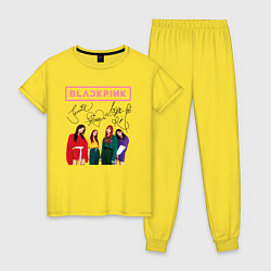 Пижама хлопковая женская Blackpink Lisa Jisoo Jennie Rose, цвет: желтый