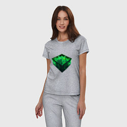 Пижама хлопковая женская Куб из зелёного кристалла, цвет: меланж — фото 2
