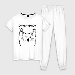 Пижама хлопковая женская Depeche Mode - rock cat, цвет: белый