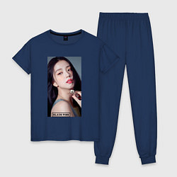 Пижама хлопковая женская Kim Jisoo, цвет: тёмно-синий