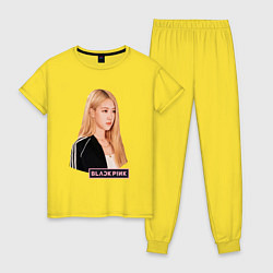 Пижама хлопковая женская Blackpink Rose music, цвет: желтый