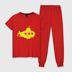 Пижама хлопковая женская Желтая подводная лодка, цвет: красный