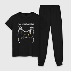 Пижама хлопковая женская The Cranberries rock cat, цвет: черный