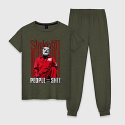 Пижама хлопковая женская Slipknot Corey, цвет: меланж-хаки