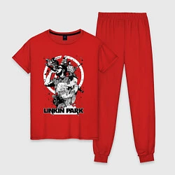 Пижама хлопковая женская Linkin Park all, цвет: красный