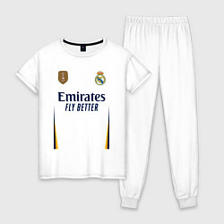Пижама хлопковая женская Винисиус Жуниор ФК Реал Мадрид форма 2324 домашняя, цвет: белый