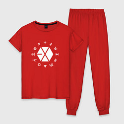 Пижама хлопковая женская Logo EXO, цвет: красный