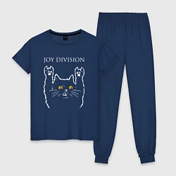 Пижама хлопковая женская Joy Division rock cat, цвет: тёмно-синий