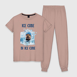 Пижама хлопковая женская Ice Cube in ice cube, цвет: пыльно-розовый